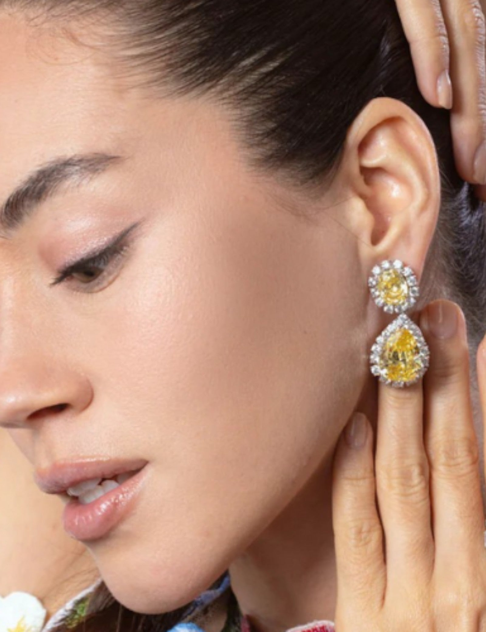 Regal Canary Halo Drop Earrings (33.5 TCW)