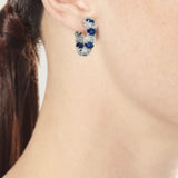 Sapphire and Clear Oval-Cut Hoop Earrings
