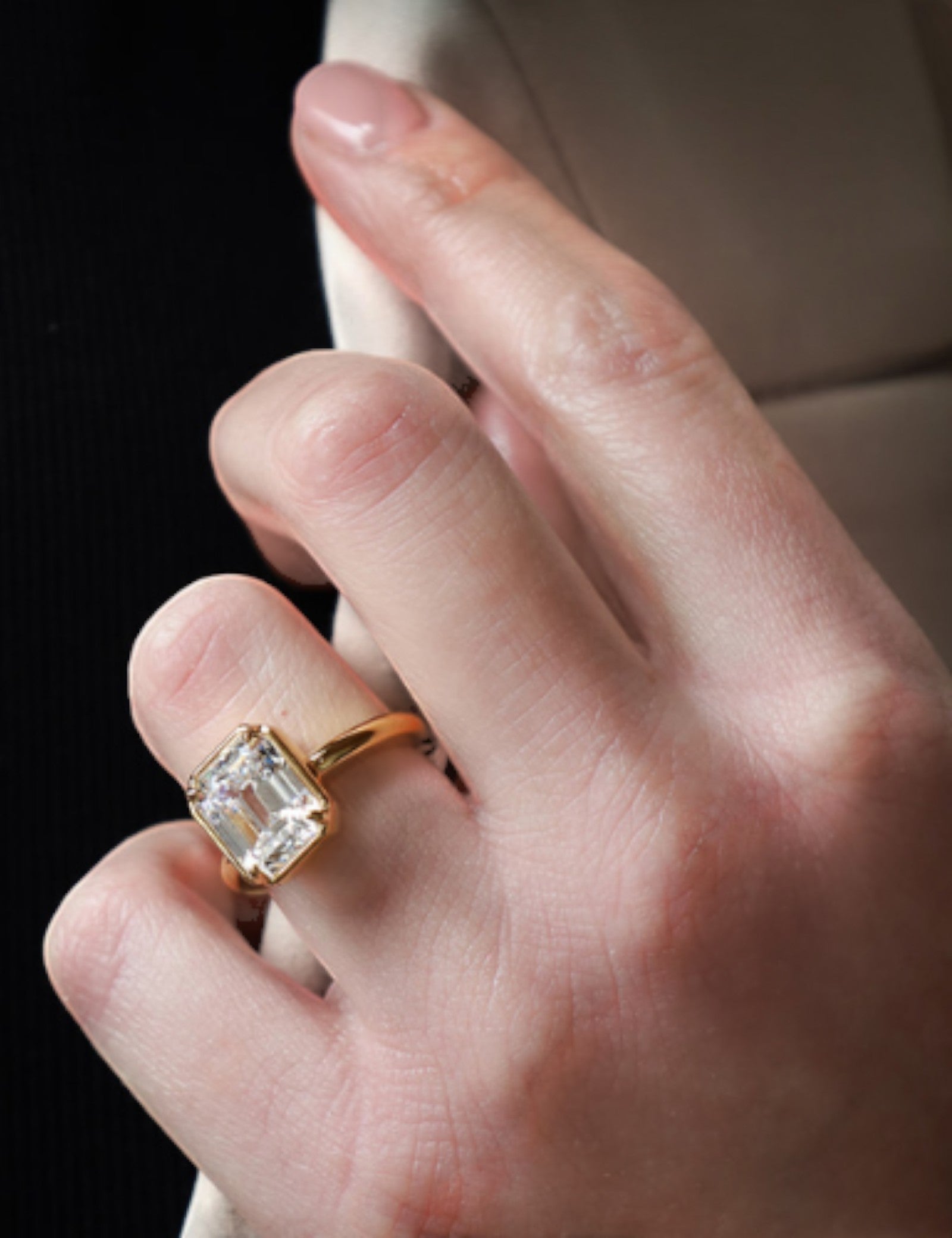 Bezel Set Emerald Cut Ring(5 TCW)