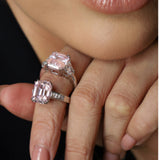 Pink Emerald Cut Center with Clear Shield Side Stones (6.5 TCW)