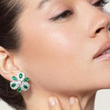 Cluster Earring with Emerald Cabochons