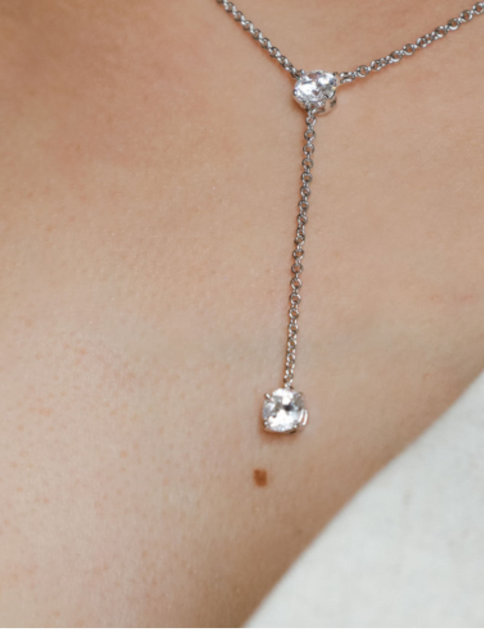 Lariat Style 2 stone Chain Pendant (2 TCW)