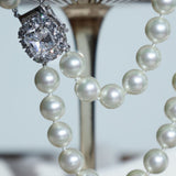 Double Strand Pearl Necklace with Halo Clasp