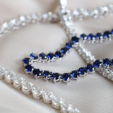 Lab Grown Sapphire & CZ Round Tennis Necklace (4mm)