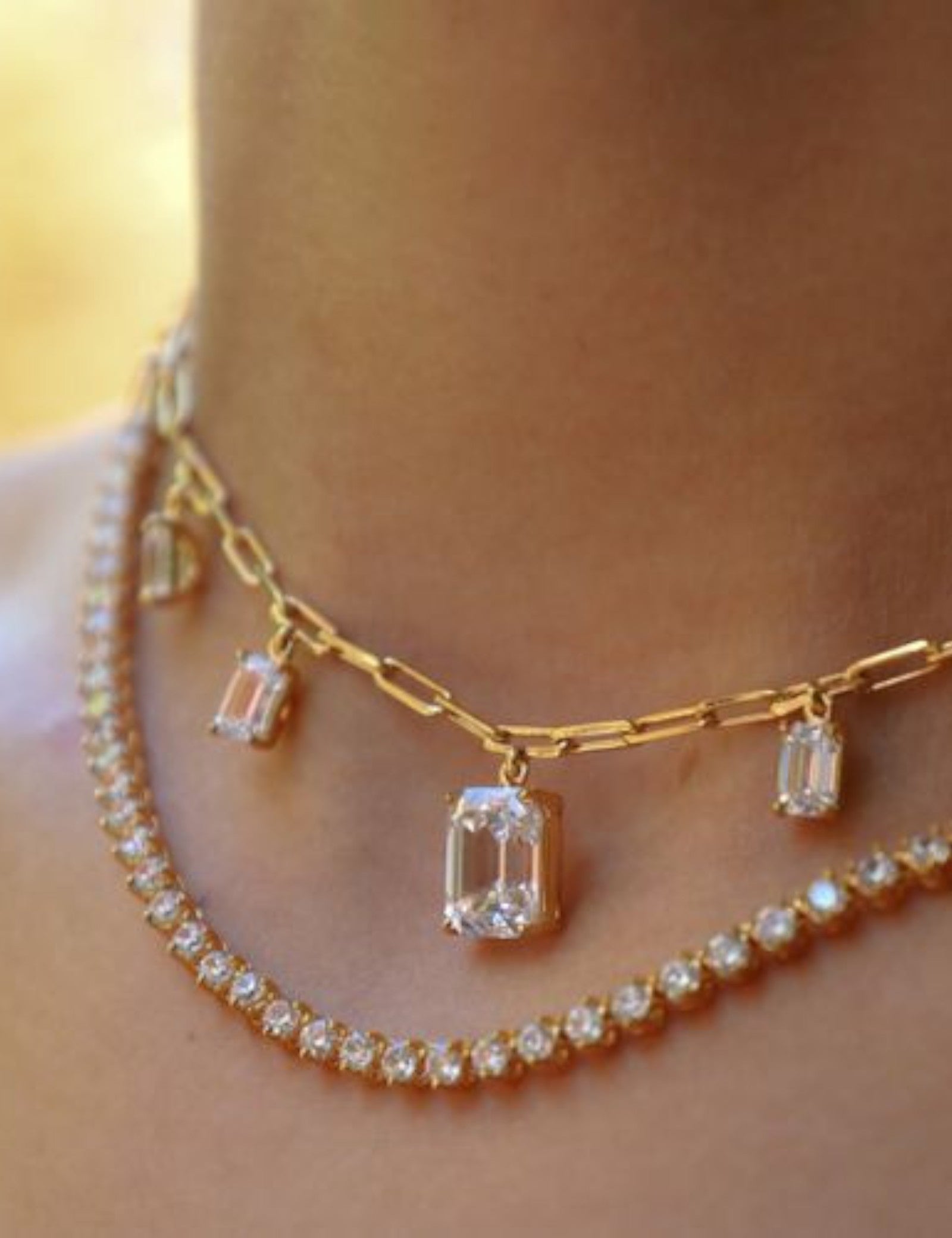 Cascade Emerald-Cut Paperclip Necklace (6.5 TCW)
