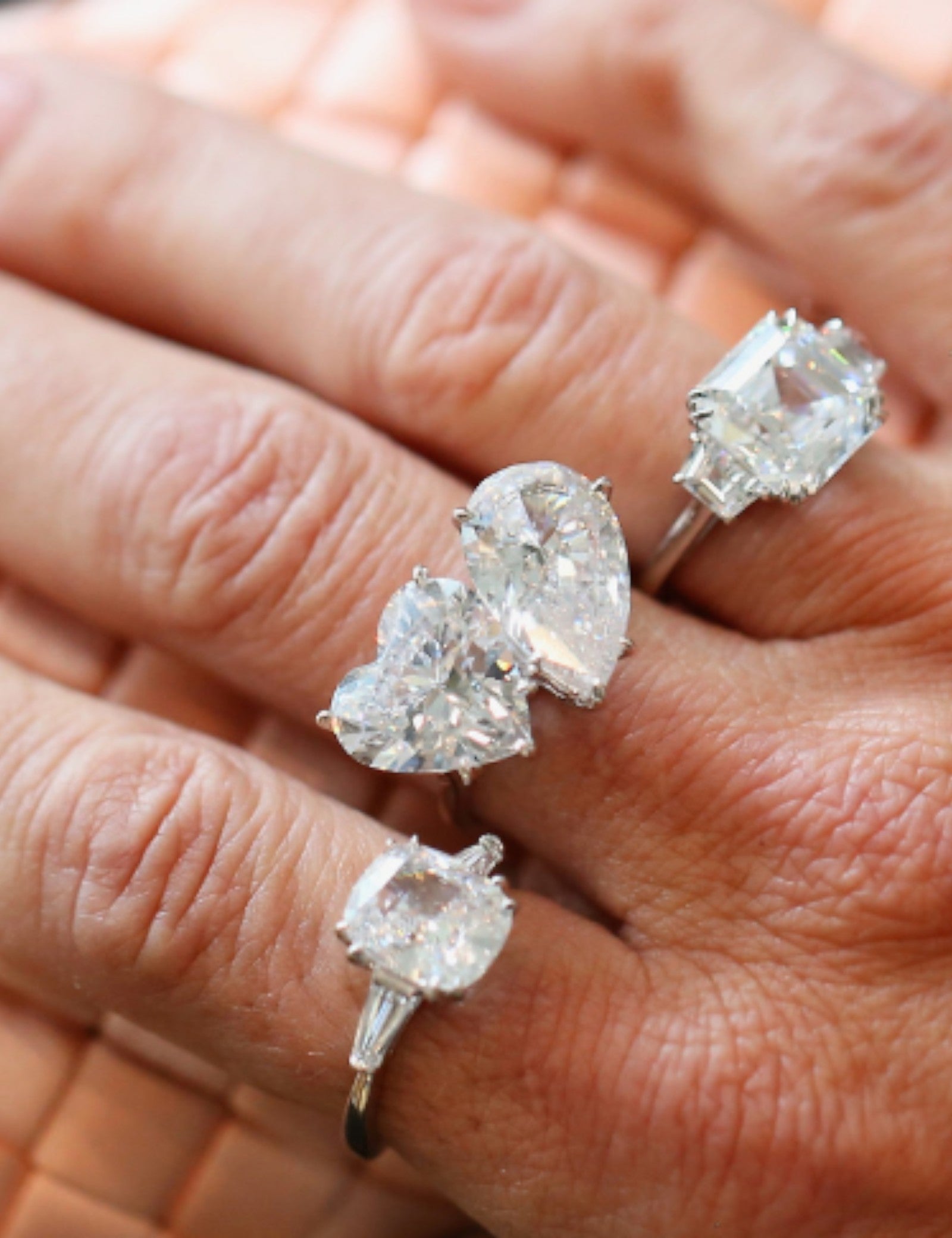6ct(10mm x 16mm) Pear & 6ct(12mm) Heart Toi et Moi Ring