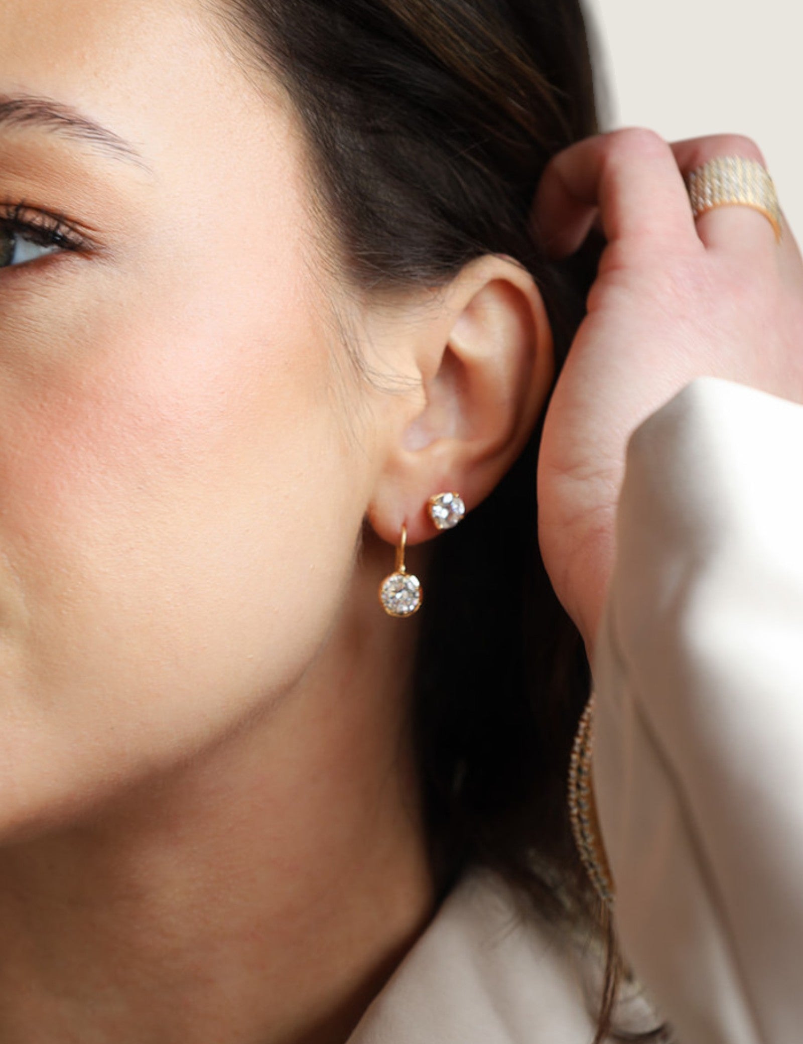 Solitaire Wire Drop Earrings
