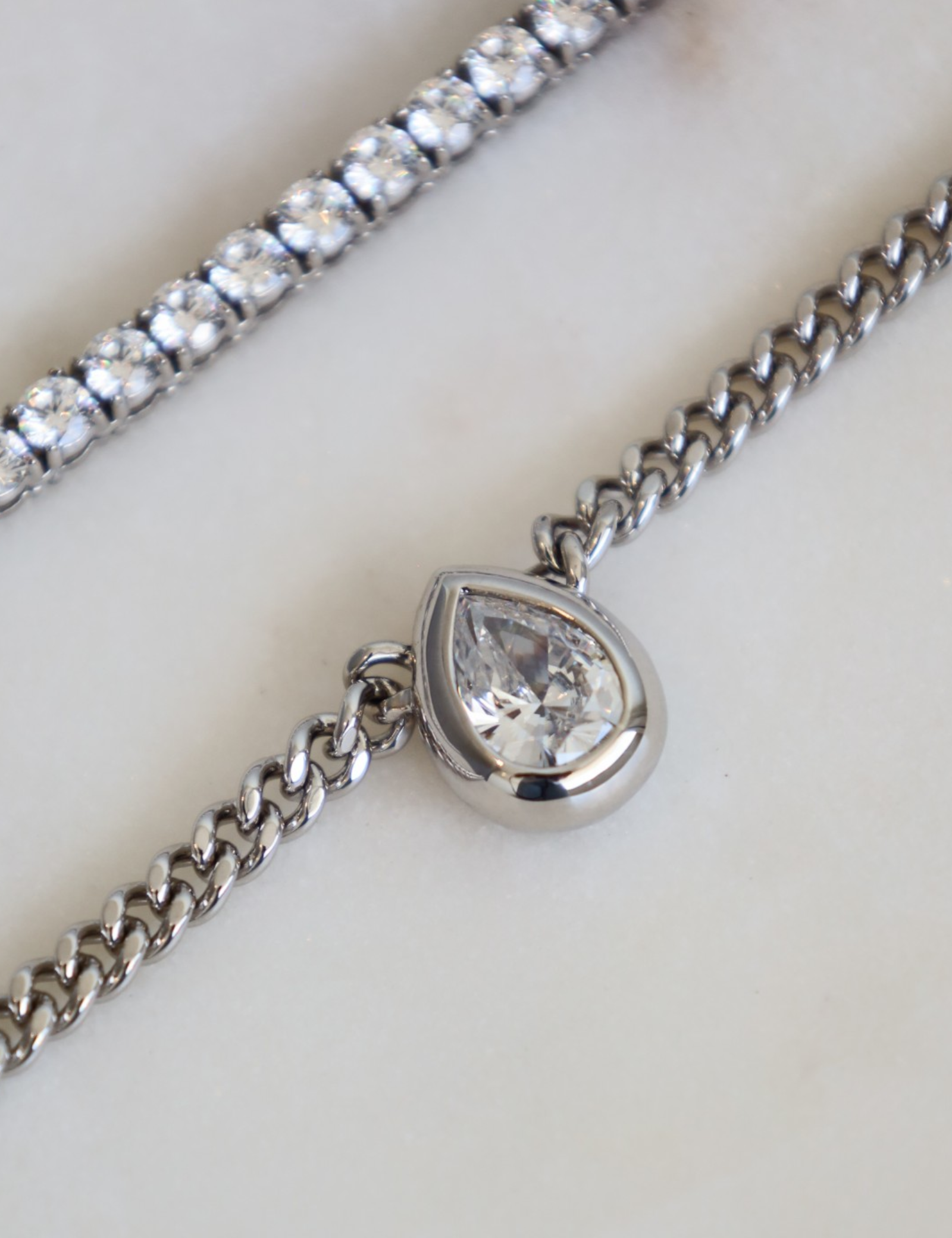 The Monaco Pear Bezel Drop Necklace