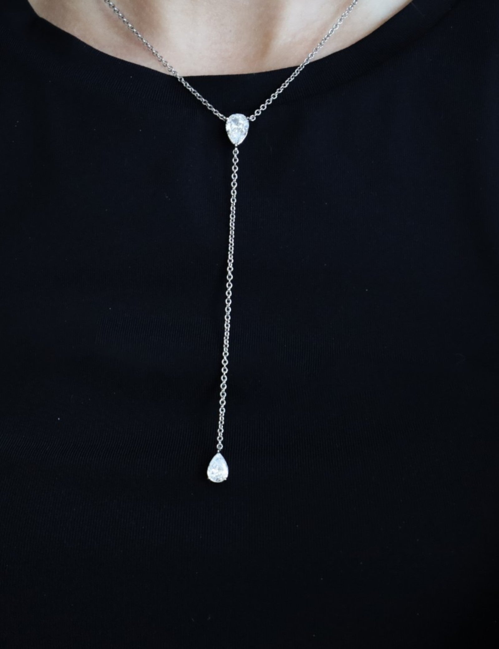 Pear Drop Lariat Necklace