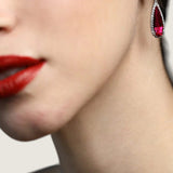 Elongated Ruby Pear Drop Earrings with Micro Pave Detail (13.9 TCW)