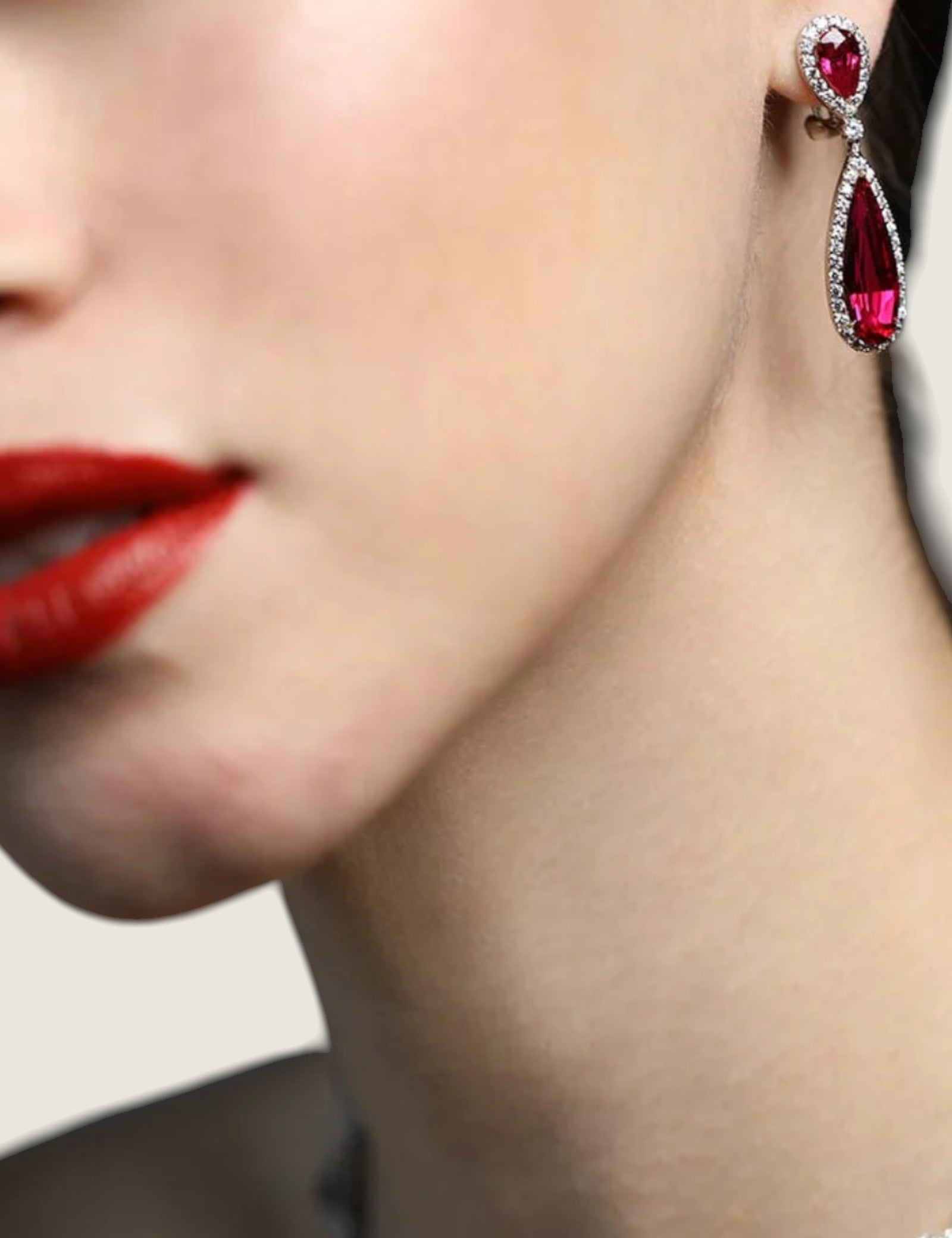 Elongated Ruby Pear Drop Earrings with Micro Pave Detail (13.9 TCW)