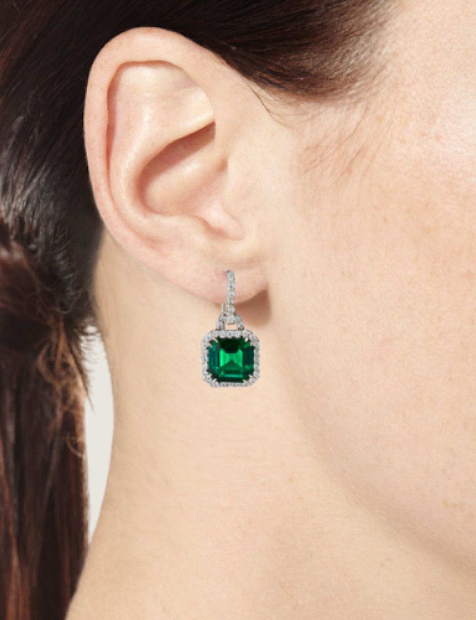 Emerald Square Antique Pave Drop Earrings (8TCW)