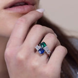 Emerald & Sapphire Bypass Ring