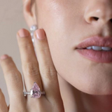 Pink Pear with Partial Pave Band
