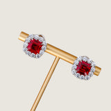 Ruby Square Halo Earrings (11.8 TCW)