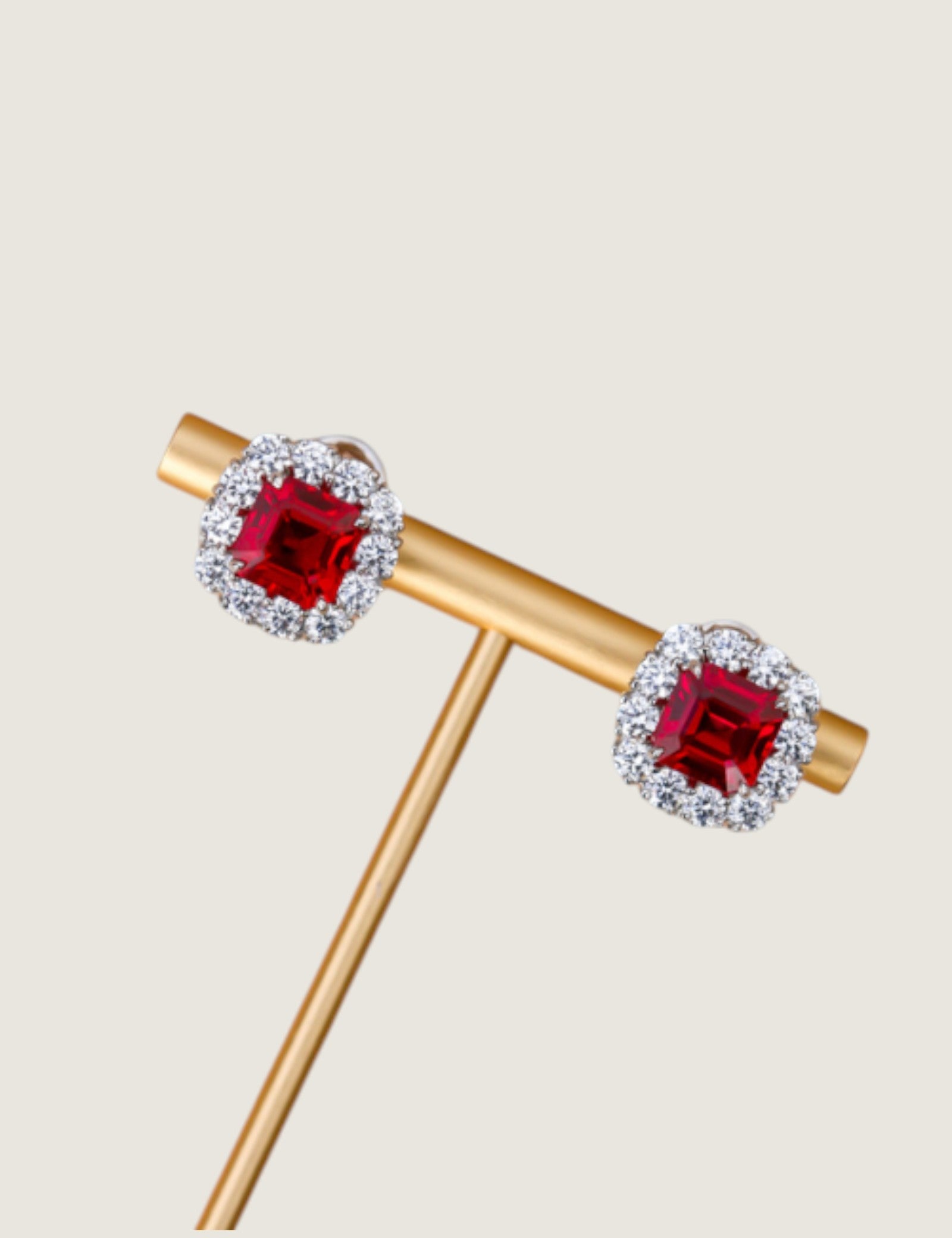 Ruby Square Halo Earrings (11.8 TCW)