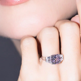 2.5ct Square Cut Center with 4 Baguette Cut stones of .6ct on the sides. Center stone size: 8.75mm    F260-PINK-CZ-14K