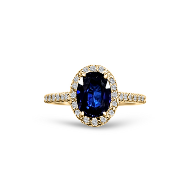 Oval Sapphire with Pave Halo (2 Carat Center)