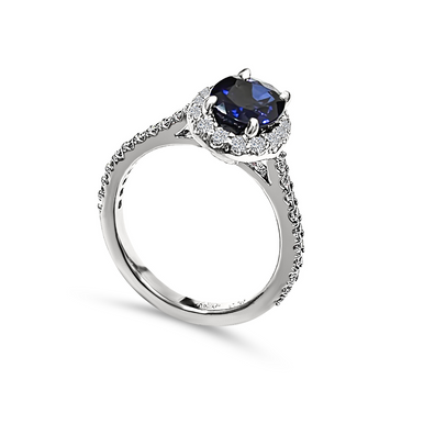 Oval Sapphire with Pave Halo (2 Carat Center)