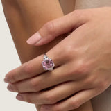 Pink Emerald Cut Center with Clear Shield Side Stones (6.5 TCW)