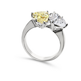 Toi et Moi Canary and Clear Pear Cut Ring in Gold (4 TCW)