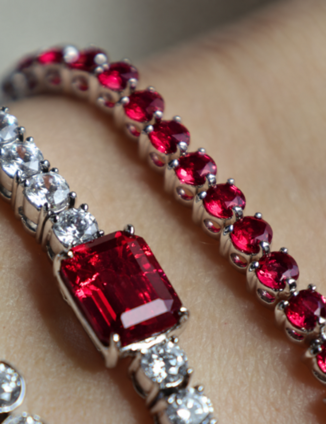 Ruby 3 Prong Tennis Bracelet (5.85 TCW)
