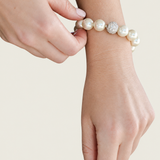 12mm White South Sea Pearl Bracelet with Pavé Ball Clasp