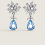 Large Pear Aquamarine Drop With Cluster-Top Earrings (32.5 TCW)