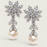 Pearl Drop With Cluster-Top Earrings (12.5 TCW)