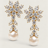 Pearl Drop With Cluster-Top Earrings (12.5 TCW)