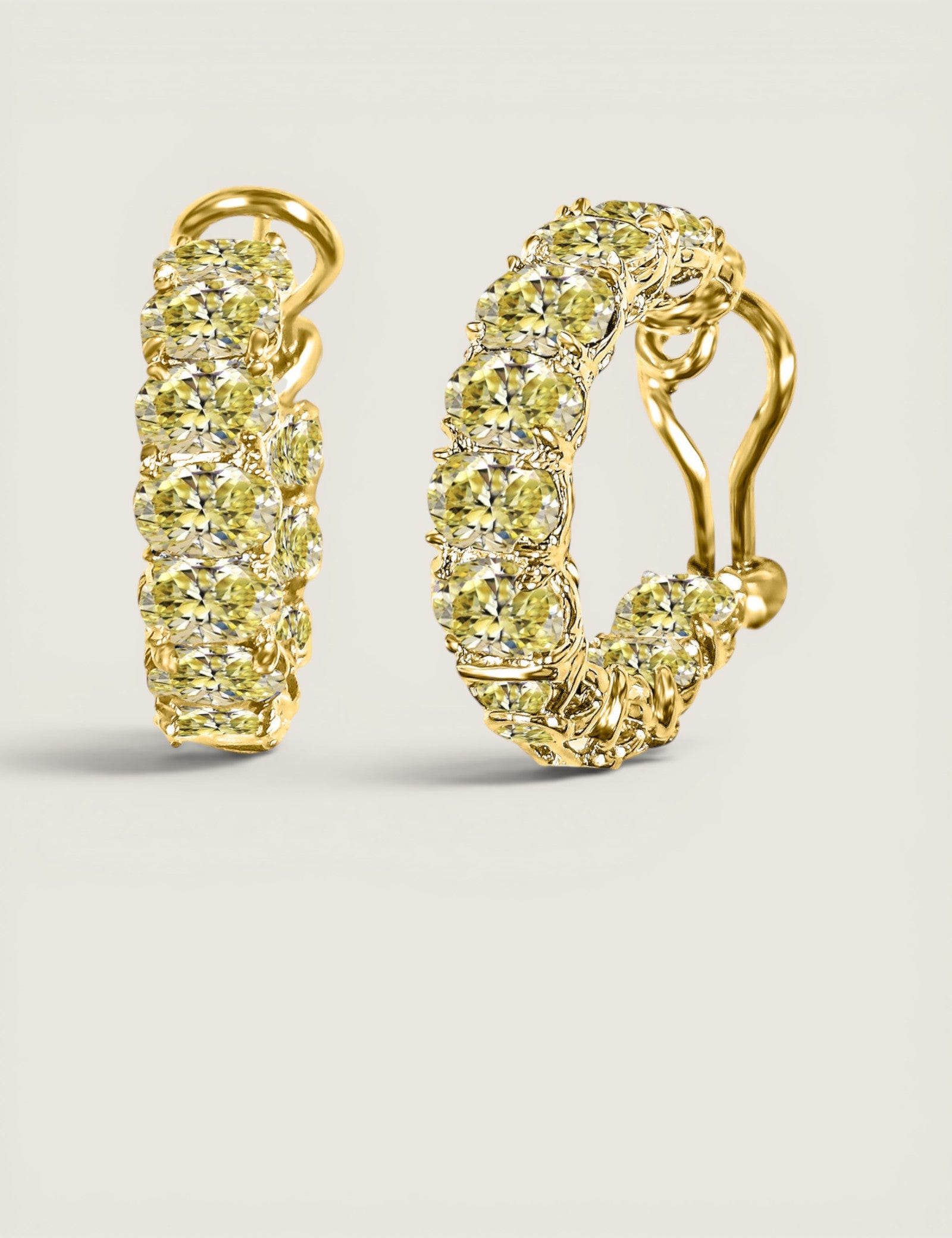 Canary Oval Hoop Earrings (11 TCW)