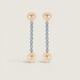 White Pearl and Bezel Drop Earrings