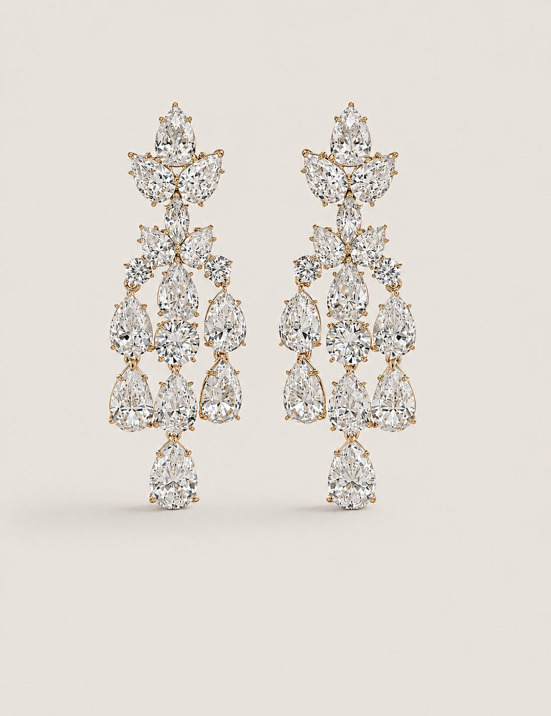 Chandelier Earrings with Pear and Round Stones (16 TCW)