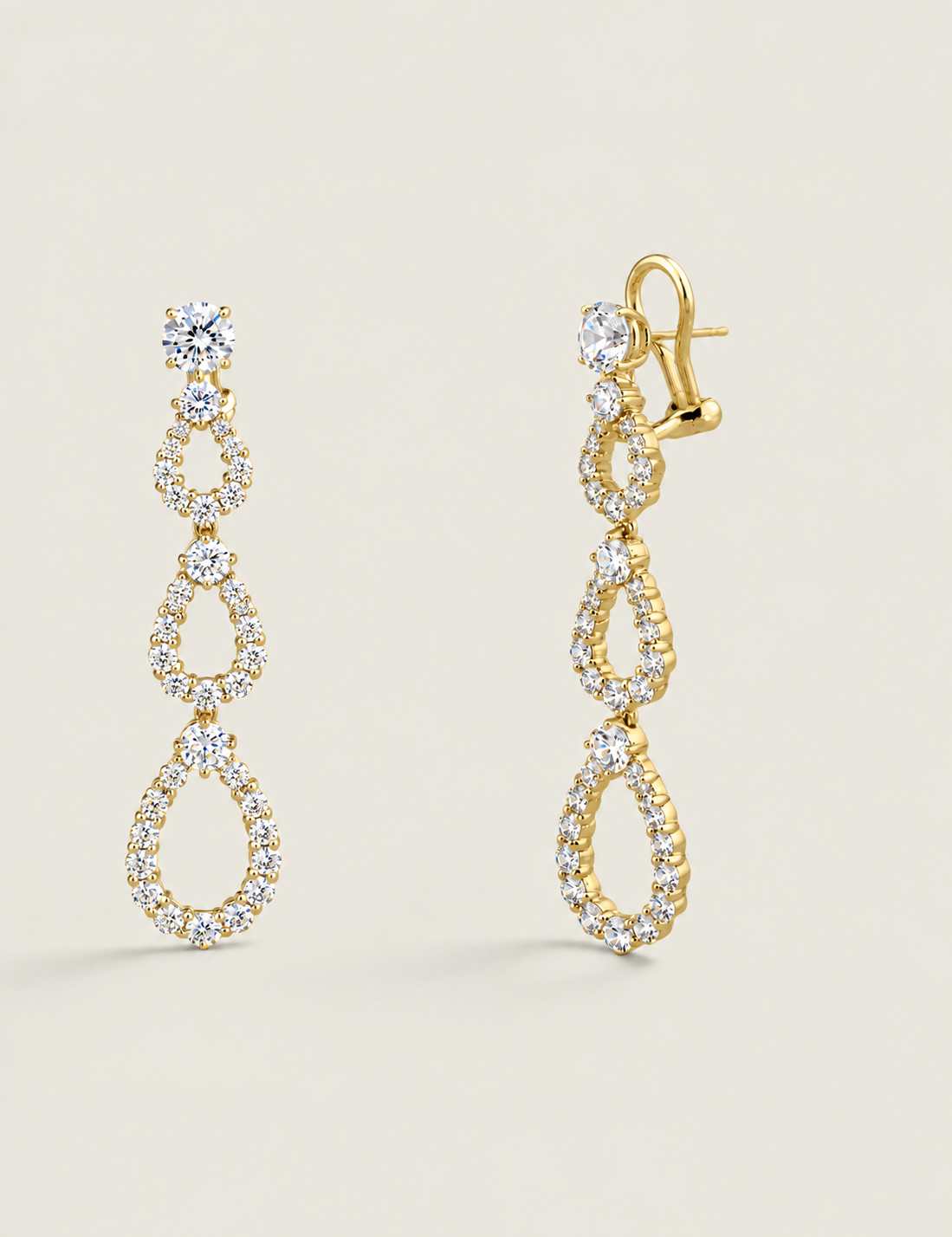 Triple Pear Pavé Drop Earrings  | Modern Diamond