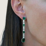 ASSCHER AND ROUND DROP EARRING(2.5 INCHES) - EF1304/EM/CZ