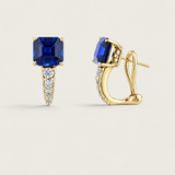 Emerald-Cut Sapphire Pavé Drop Huggie Earrings (8 TCW)