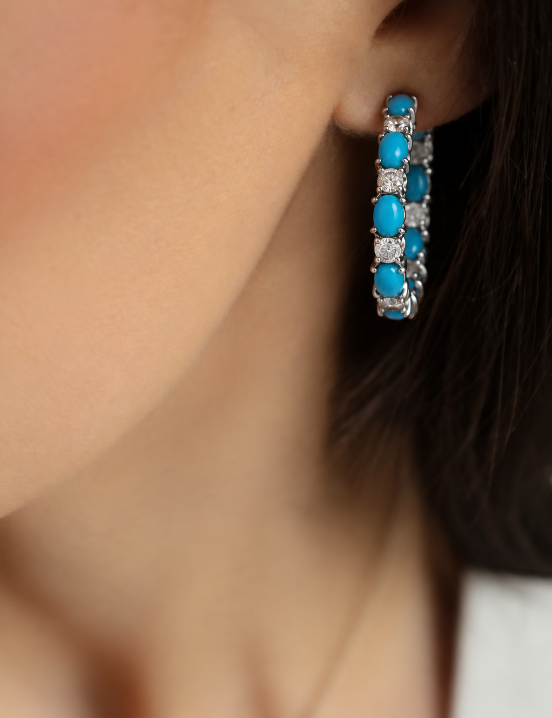 Eternal Duet Turquoise Hoop Earrings