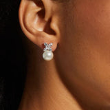 Marquise X Cluster with Pearl Drop Earrings (2 TCW)