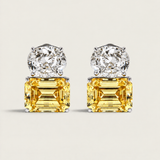 Clear Oval and Canary Emerald-Cut Double Stud (8 TCW)