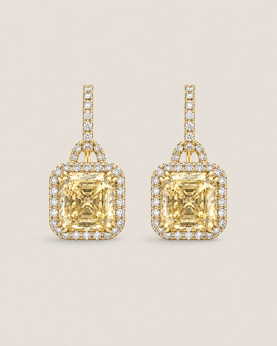 Canary Square Antique Pave Drop Earrings (8.1 TCW) - Fantasia by DeSerio