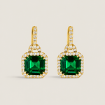 Emerald Square Antique Pave Drop Earrings (8TCW) - Fantasia by DeSerio