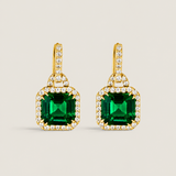 Emerald Square Antique Pave Drop Earrings (8TCW) - Fantasia by DeSerio
