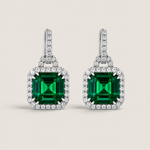 Emerald Square Antique Pave Drop Earrings (8TCW) - Fantasia by DeSerio