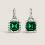 Emerald Square Antique Pave Drop Earrings (8TCW) - Fantasia by DeSerio