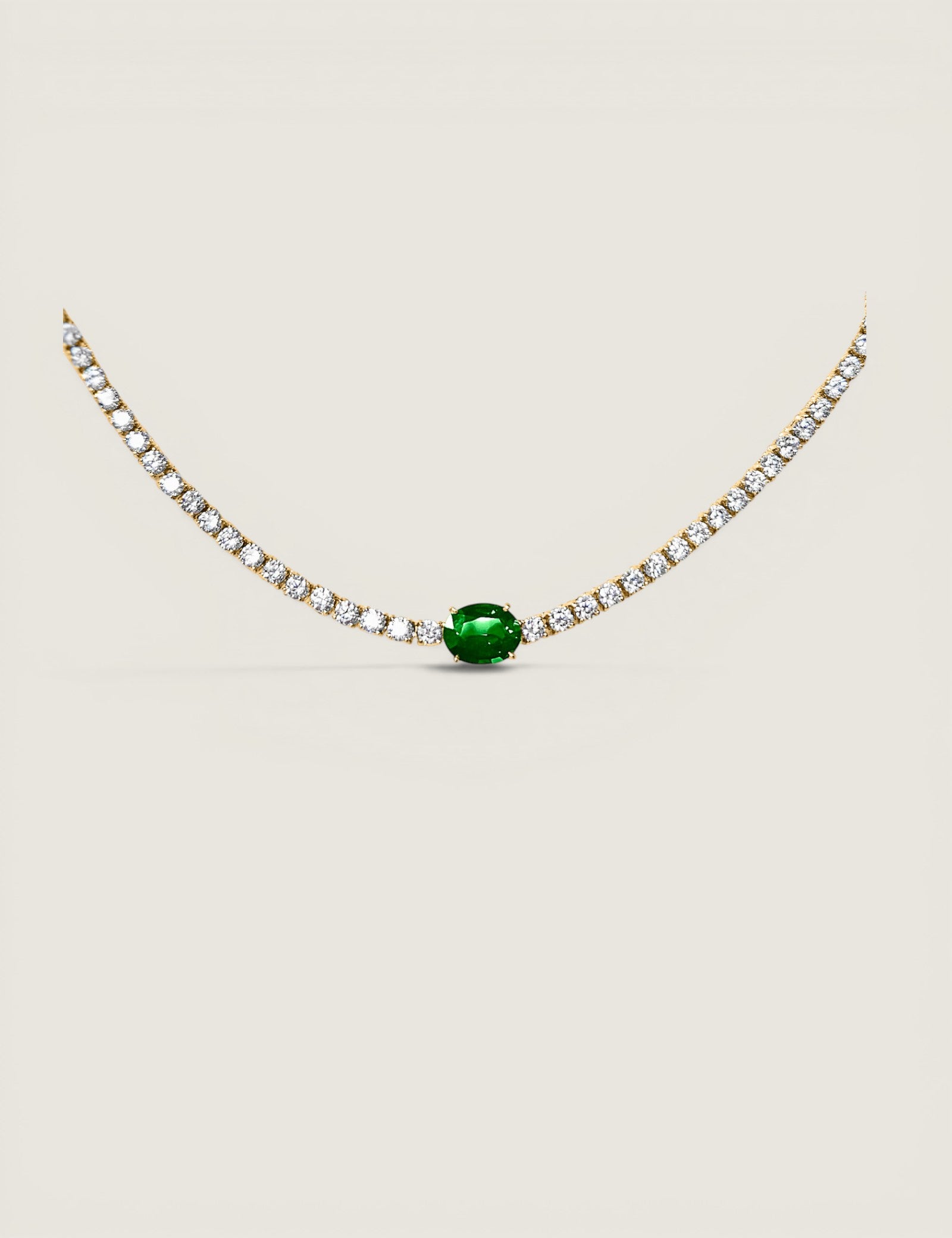 Oval Emerald Tennis Necklace (13.1 TCW)