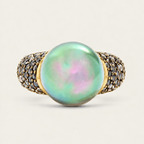 10mm Grey Pearl Pavé Statement Ring