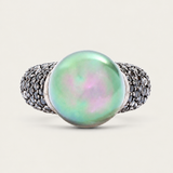 10mm Grey Pearl Pavé Statement Ring
