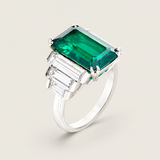 Green Emerald Cut Step Baguette Ring (9.5 TCW)