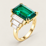 Green Emerald Cut Step Baguette Ring (9.5 TCW)