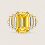 Canary Emerald Cut Step Baguette Ring (9.5 TCW)